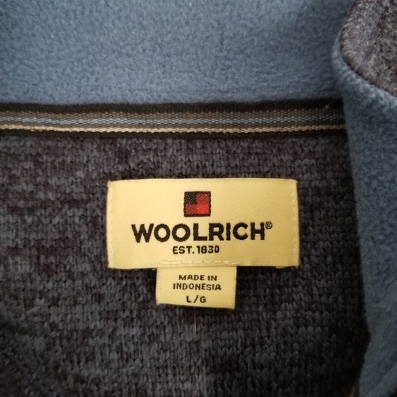WOOLRICH- Women's L Original Outdoor Wear Quarter Zip Fleece Blue Jacket - Picture 2 of 6